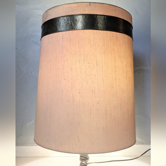 Vintage Drum Barrel Lampshade with Gold Accent – Mid-Century Modern, 21” x 16” - Picture 1 of 6